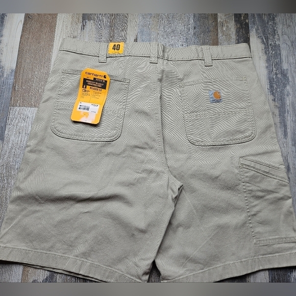 Carhartt BS2614-M Rugged Flex Relaxed Fit Canvas Work Short 40x10 NEW Khaki - Picture 3 of 8